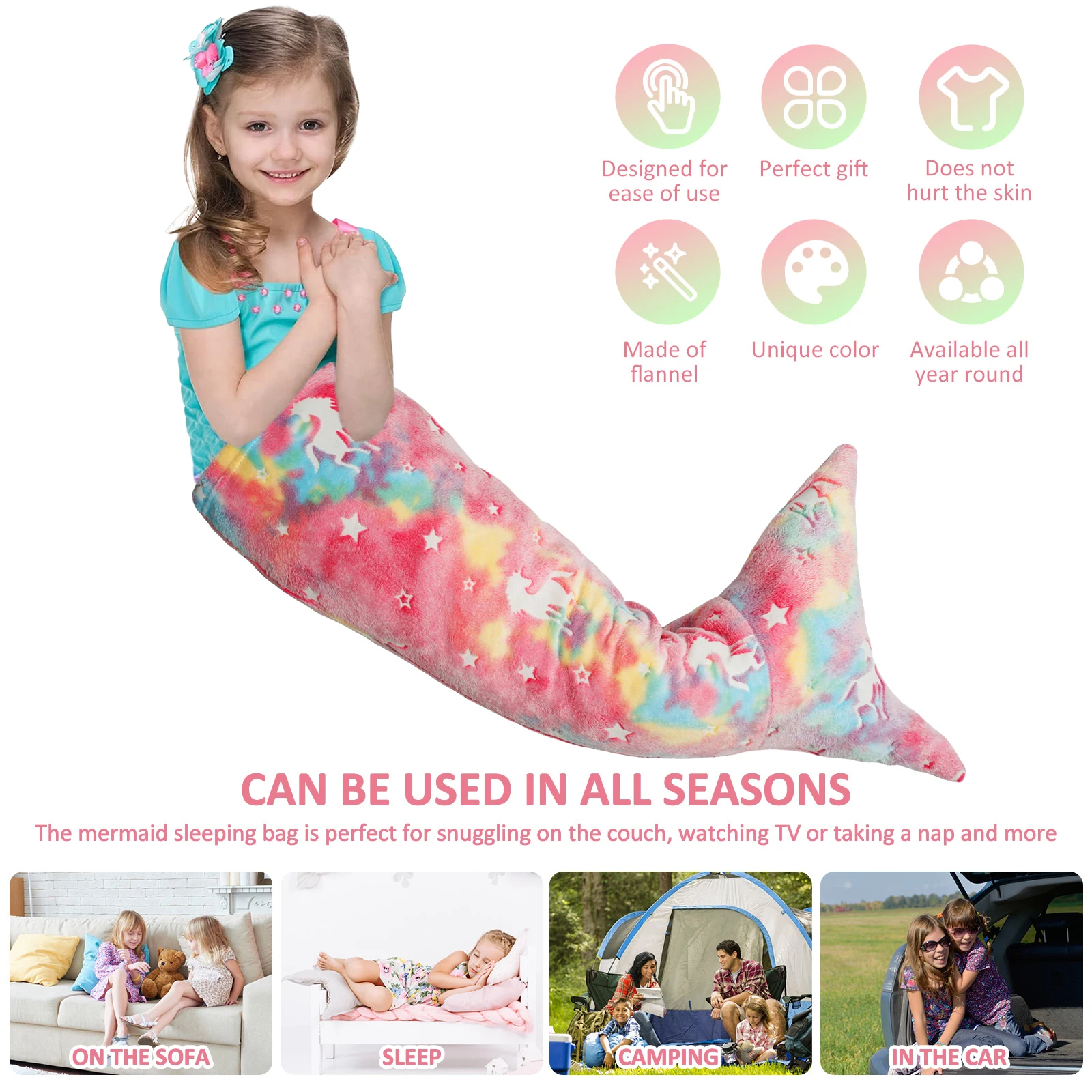 Flannel Mermaid Sleeping Bag S - Fleece Sleep Bag ulasan dan harga